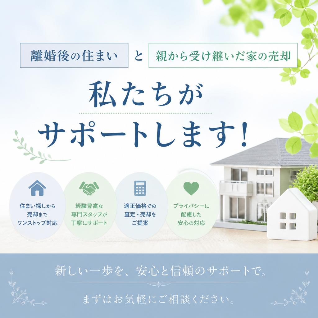 西区己斐上で離婚後の住まいと親から受け継いだ家の売却、私たちがサポートします！