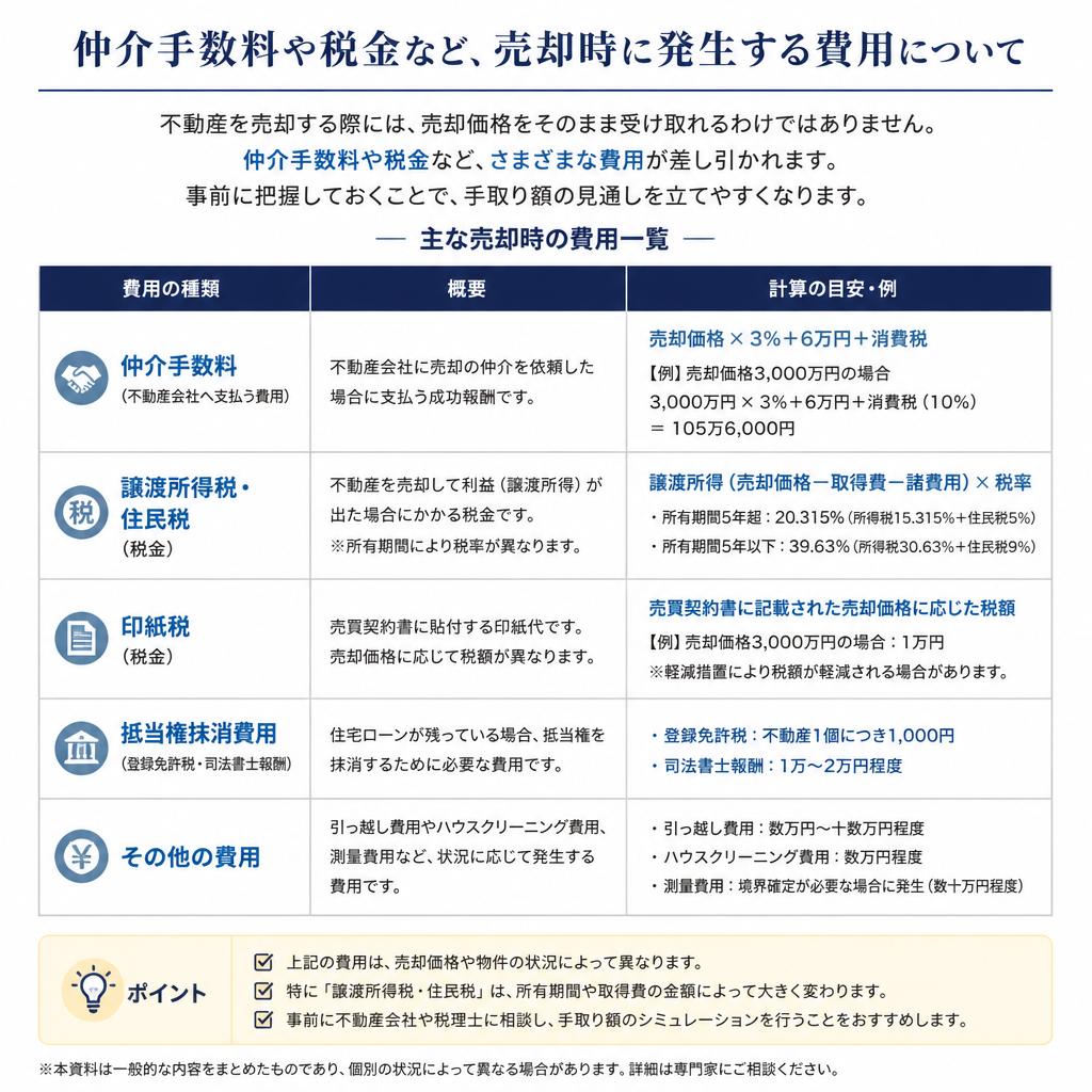 5. 売却時にかかる費用と注意点