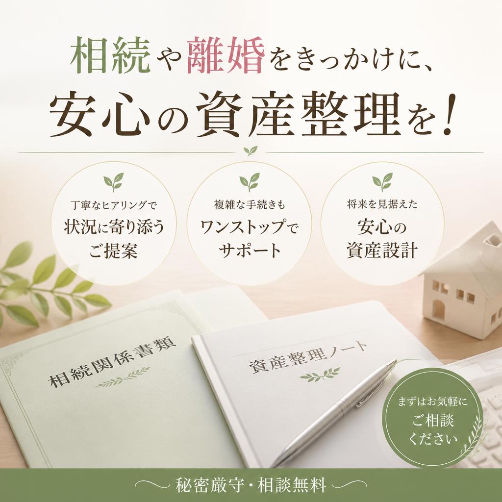 西区己斐本町で相続や離婚をきっかけに、安心の資産整理を！