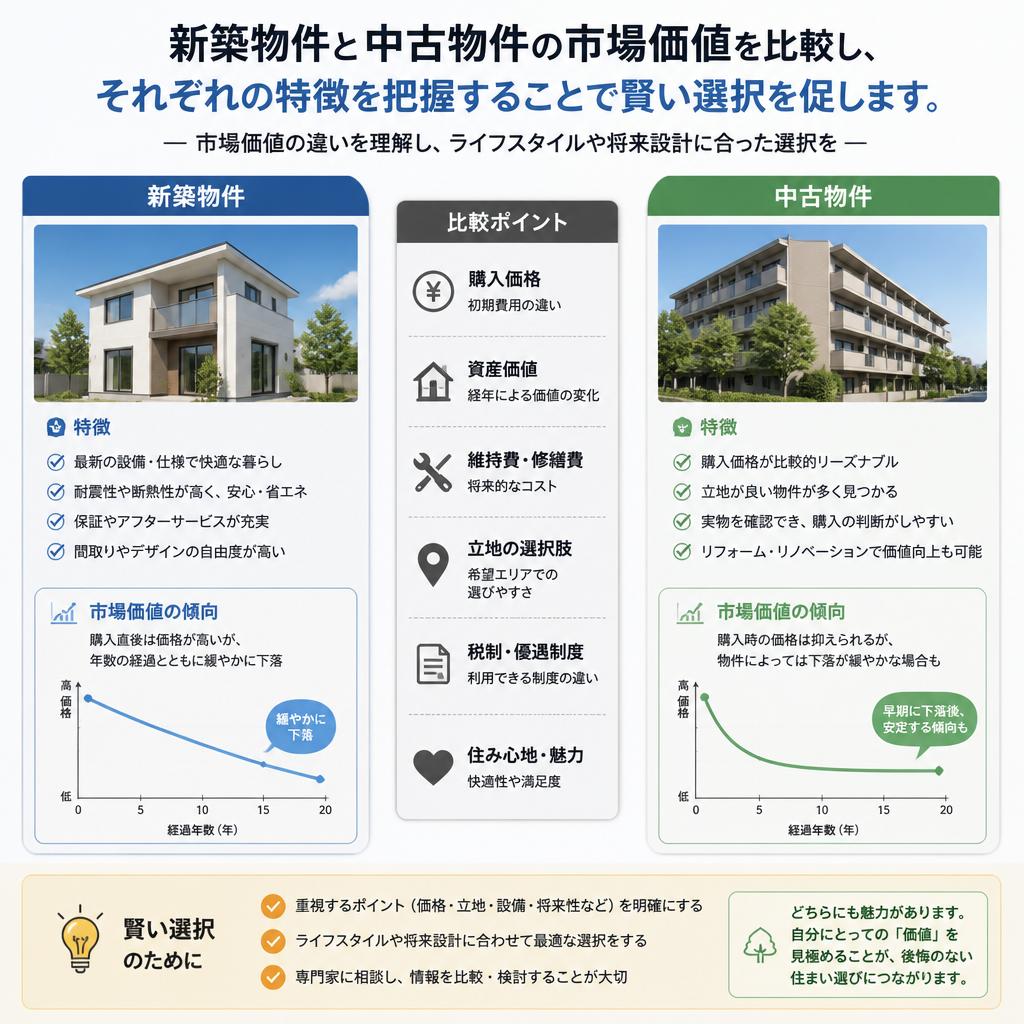 新築物件と中古物件の相場比較