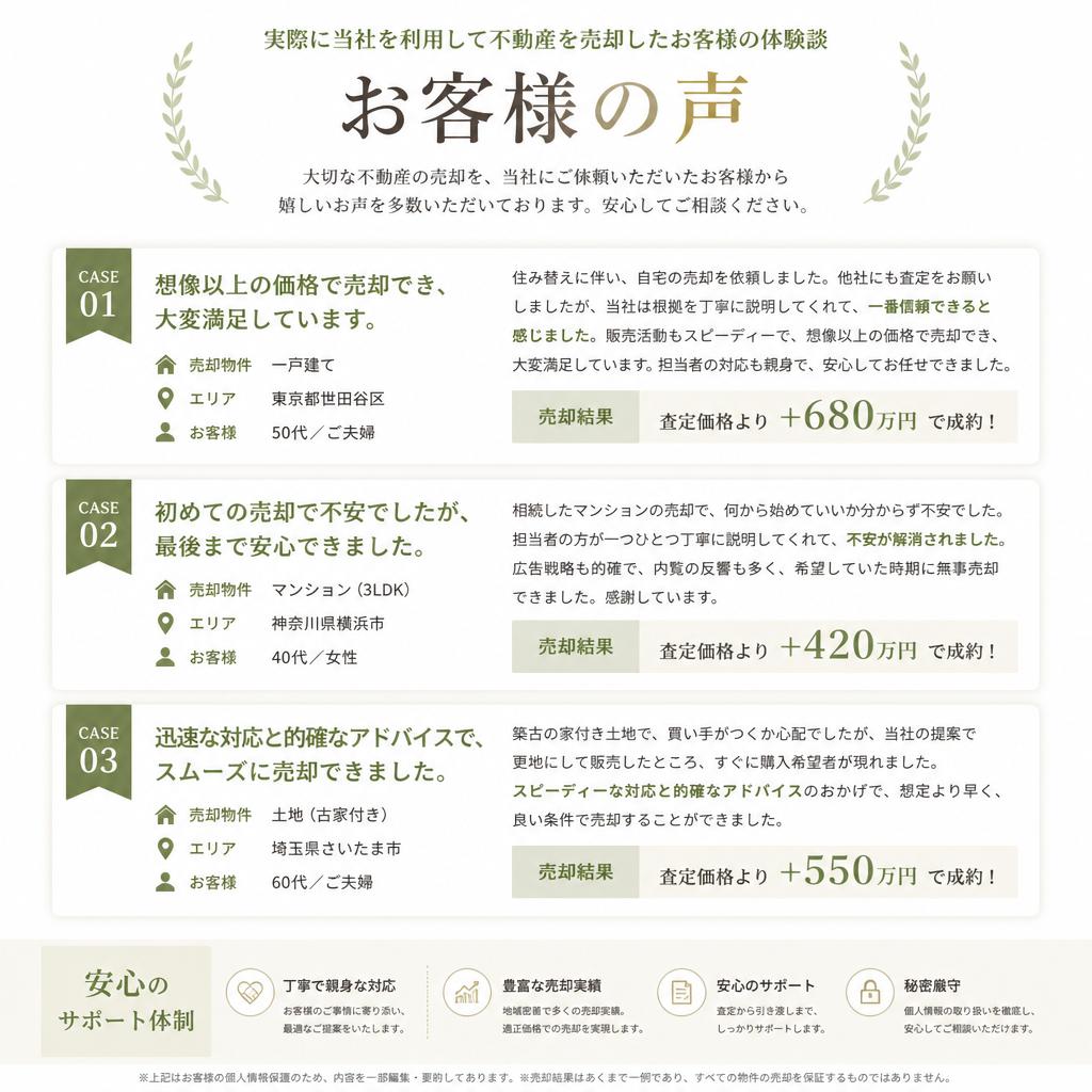 お客様の声 - 売却成功事例
