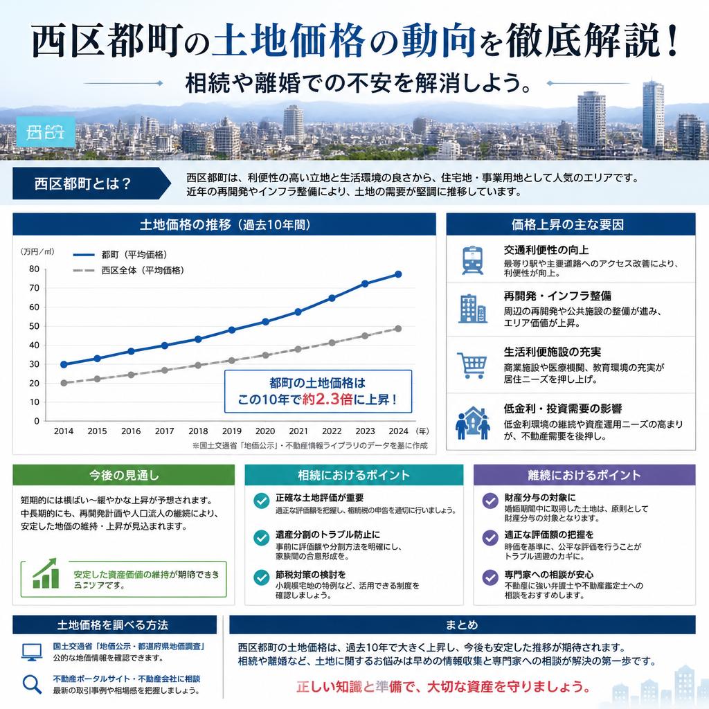 西区都町の土地価格の動向を徹底解説！相続や離婚での不安を解消しよう。