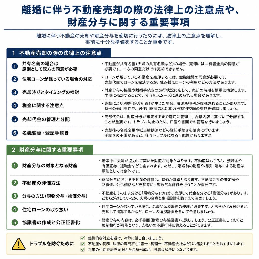離婚時の不動産売却に関する注意点