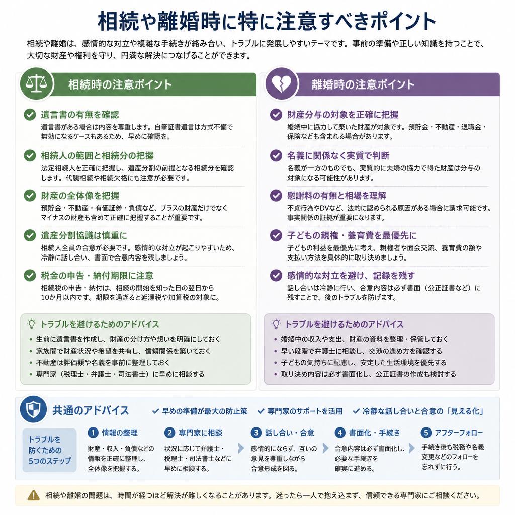 5. 相続・離婚時の特別な注意点