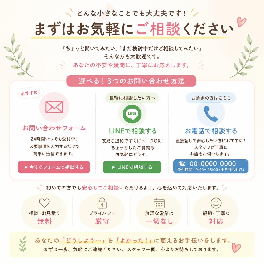 今すぐ相談したい！お問い合わせ情報