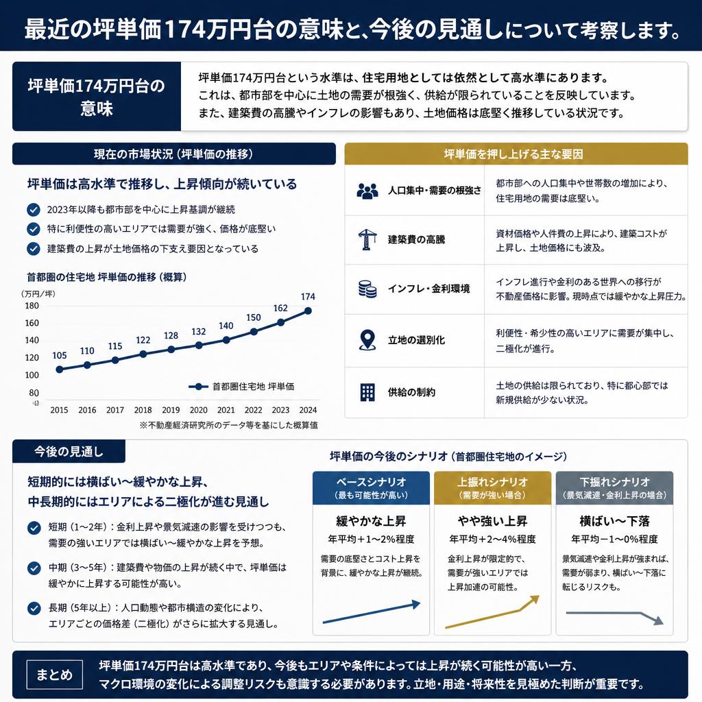 2. 坪単価の推移：174万円台に注目